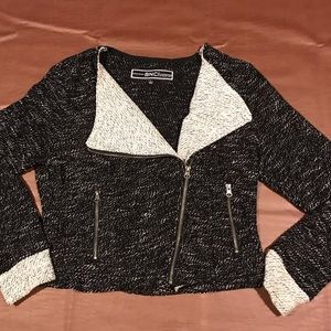 Ladies Moto style tweed sweater sz L